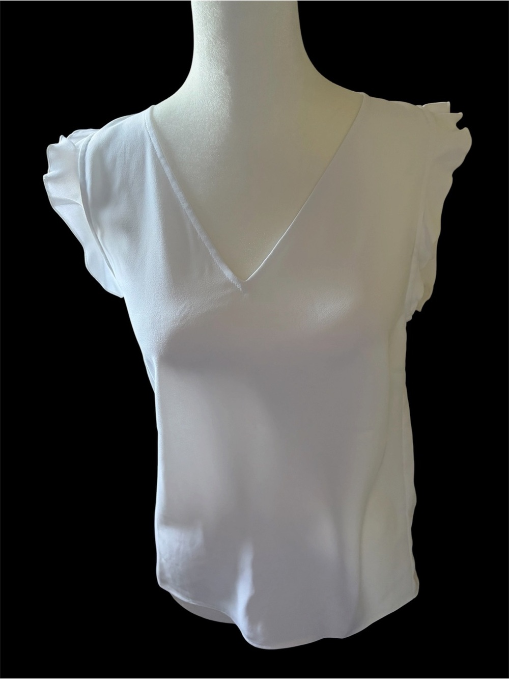 H&M White V-Neck Flutter Sleeve Blouse